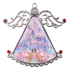 Disney Castle, Mickey And Minnie Metal Angel With Crystal Ornament