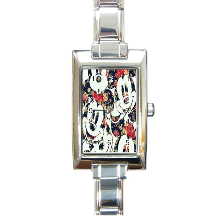 Mickey Mouse, Cartoon, Cartoon Character Rectangle Italian Charm Watch