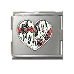 Mickey Mouse, Cartoon, Cartoon Character Mega Link Heart Italian Charm (18mm)