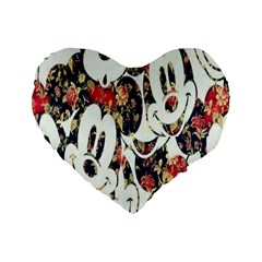 Mickey Mouse, Cartoon, Cartoon Character Standard 16  Premium Flano Heart Shape Cushions