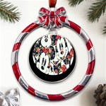 Mickey Mouse, Cartoon, Cartoon Character Metal Red Ribbon Round Ornament Front