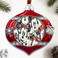 Mickey Mouse, Cartoon, Cartoon Character Metal Snowflake And Bell Red Ornament by nateshop