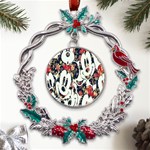 Mickey Mouse, Cartoon, Cartoon Character Metal X mas Wreath Holly leaf Ornament Front