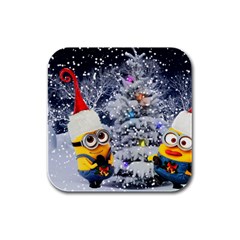 Minions Christmas, Merry Christmas, Minion Christmas Rubber Square Coaster (4 Pack) by nateshop