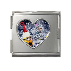 Minions Christmas, Merry Christmas, Minion Christmas Mega Link Heart Italian Charm (18mm) by nateshop