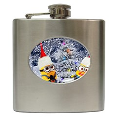 Minions Christmas, Merry Christmas, Minion Christmas Hip Flask (6 Oz) by nateshop