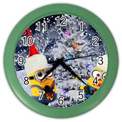 Minions Christmas, Merry Christmas, Minion Christmas Color Wall Clock by nateshop