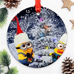 Minions Christmas, Merry Christmas, Minion Christmas Ornament (round) by nateshop