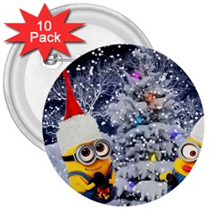 Minions Christmas, Merry Christmas, Minion Christmas 3  Buttons (10 Pack)  by nateshop