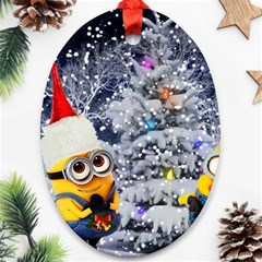 Minions Christmas, Merry Christmas, Minion Christmas Oval Ornament (two Sides) by nateshop