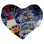 Minions Christmas, Merry Christmas, Minion Christmas Large 19  Premium Flano Heart Shape Cushions Front