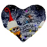 Minions Christmas, Merry Christmas, Minion Christmas Large 19  Premium Flano Heart Shape Cushions Back