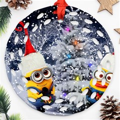 Minions Christmas, Merry Christmas, Minion Christmas Round Filigree Ornament (two Sides) by nateshop