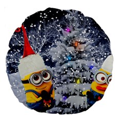 Minions Christmas, Merry Christmas, Minion Christmas Large 18  Premium Round Cushions by nateshop