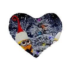 Minions Christmas, Merry Christmas, Minion Christmas Standard 16  Premium Heart Shape Cushions by nateshop