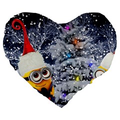 Minions Christmas, Merry Christmas, Minion Christmas Large 19  Premium Heart Shape Cushions by nateshop