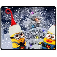 Minions Christmas, Merry Christmas, Minion Christmas Two Sides Fleece Blanket (medium) by nateshop