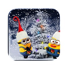 Minions Christmas, Merry Christmas, Minion Christmas Square Metal Box (black) by nateshop