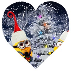 Minions Christmas, Merry Christmas, Minion Christmas Wooden Puzzle Heart by nateshop