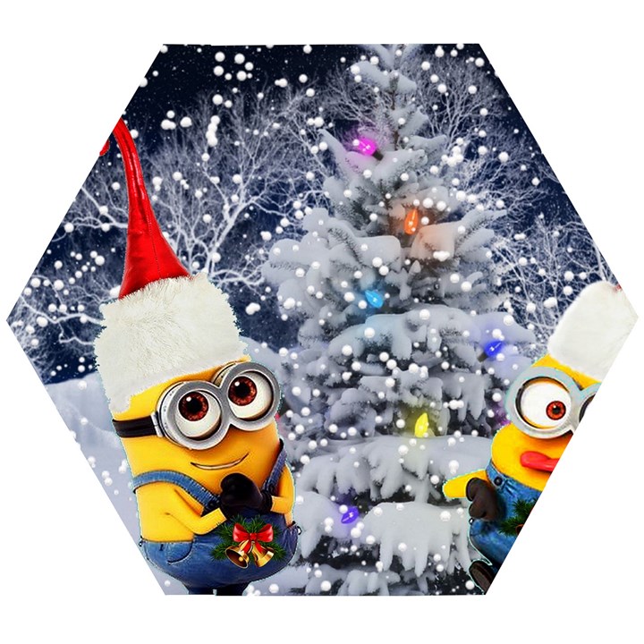 Minions Christmas, Merry Christmas, Minion Christmas Wooden Puzzle Hexagon