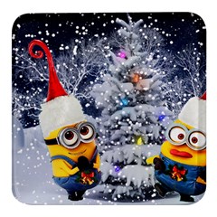 Minions Christmas, Merry Christmas, Minion Christmas Square Glass Fridge Magnet (4 Pack) by nateshop