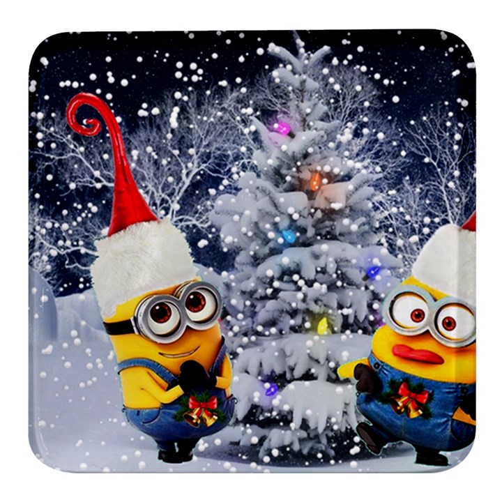 Minions Christmas, Merry Christmas, Minion Christmas Square Glass Fridge Magnet (4 pack)