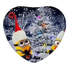 Minions Christmas, Merry Christmas, Minion Christmas Heart Glass Fridge Magnet (4 Pack)