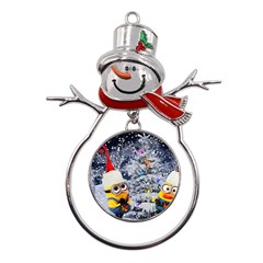 Minions Christmas, Merry Christmas, Minion Christmas Metal Snowman Ornament by nateshop