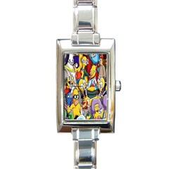 The Simpsons, Cartoon, Crazy, Dope Rectangle Italian Charm Watch by nateshop