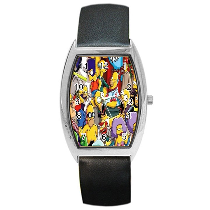 The Simpsons, Cartoon, Crazy, Dope Barrel Style Metal Watch