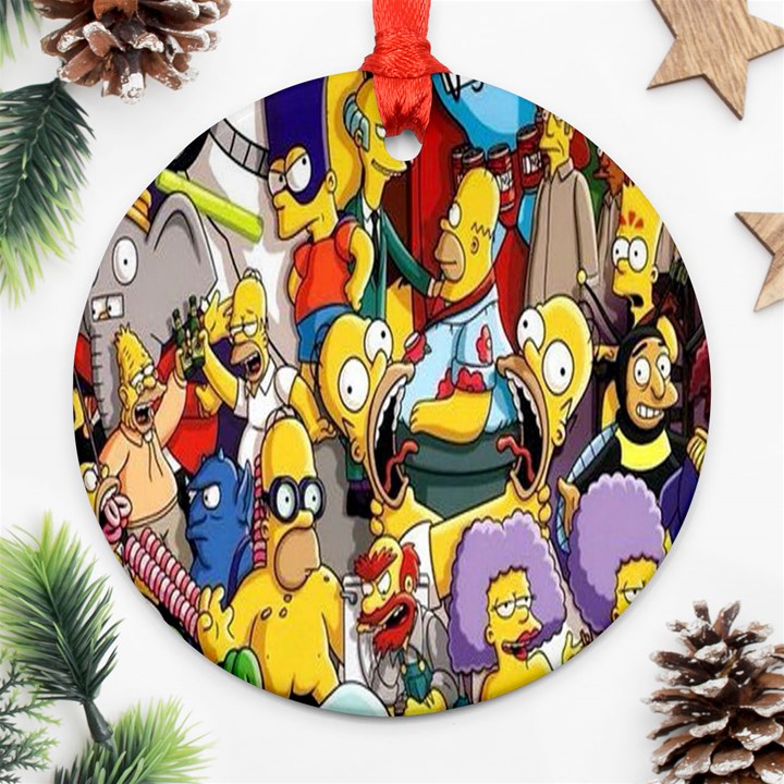 The Simpsons, Cartoon, Crazy, Dope Round Ornament (Two Sides)