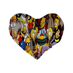 The Simpsons, Cartoon, Crazy, Dope Standard 16  Premium Flano Heart Shape Cushions by nateshop