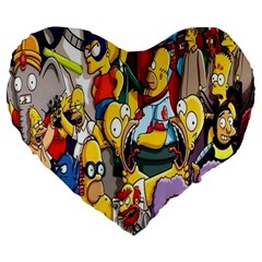 The Simpsons, Cartoon, Crazy, Dope Large 19  Premium Flano Heart Shape Cushions by nateshop