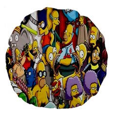 The Simpsons, Cartoon, Crazy, Dope Large 18  Premium Flano Round Cushions by nateshop