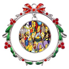 The Simpsons, Cartoon, Crazy, Dope Metal X mas Wreath Ribbon Ornament by nateshop