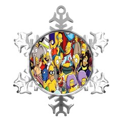 The Simpsons, Cartoon, Crazy, Dope Metal Small Snowflake Ornament by nateshop