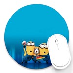 Minions, Blue, Cartoon, Cute, Friends Round Mousepad Front