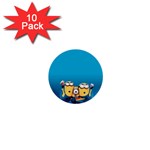 Minions, Blue, Cartoon, Cute, Friends 1  Mini Buttons (10 pack)  Front