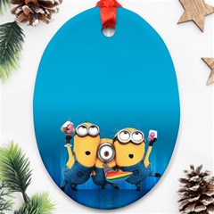 Minions, Blue, Cartoon, Cute, Friends Ornament (oval)