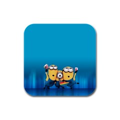 Minions, Blue, Cartoon, Cute, Friends Rubber Square Coaster (4 Pack) by nateshop