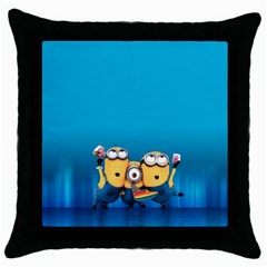 Minions, Blue, Cartoon, Cute, Friends Throw Pillow Case (black) by nateshop