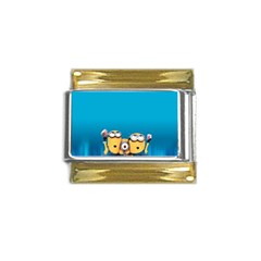 Minions, Blue, Cartoon, Cute, Friends Gold Trim Italian Charm (9mm) by nateshop