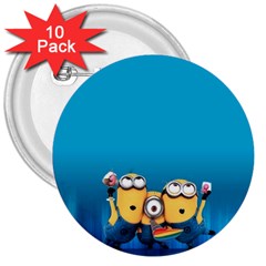 Minions, Blue, Cartoon, Cute, Friends 3  Buttons (10 Pack)  by nateshop