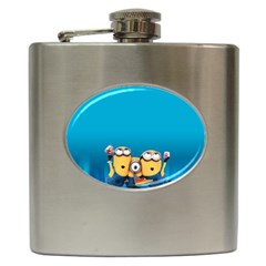 Minions, Blue, Cartoon, Cute, Friends Hip Flask (6 Oz) by nateshop