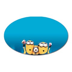 Minions, Blue, Cartoon, Cute, Friends Oval Magnet by nateshop