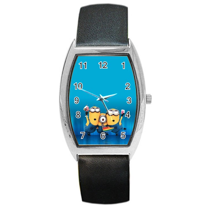 Minions, Blue, Cartoon, Cute, Friends Barrel Style Metal Watch