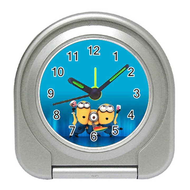 Minions, Blue, Cartoon, Cute, Friends Travel Alarm Clock