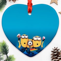 Minions, Blue, Cartoon, Cute, Friends Heart Ornament (two Sides)