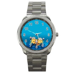 Minions, Blue, Cartoon, Cute, Friends Sport Metal Watch by nateshop