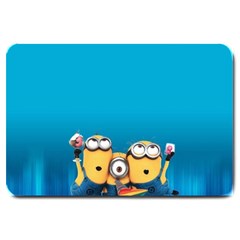 Minions, Blue, Cartoon, Cute, Friends Large Doormat by nateshop